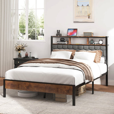Base de lit plateforme en bois, chevet avec emballage souple et 2 pièces