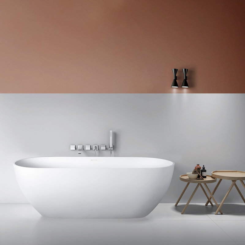 Baignoire de trempage autoportante à surface solide de 68,9 pouces pour salle de bain