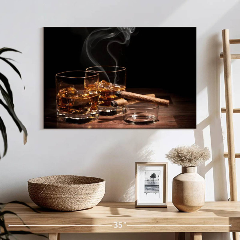 Yarlin Cigars With Whiskey, 24" H x 36" W
