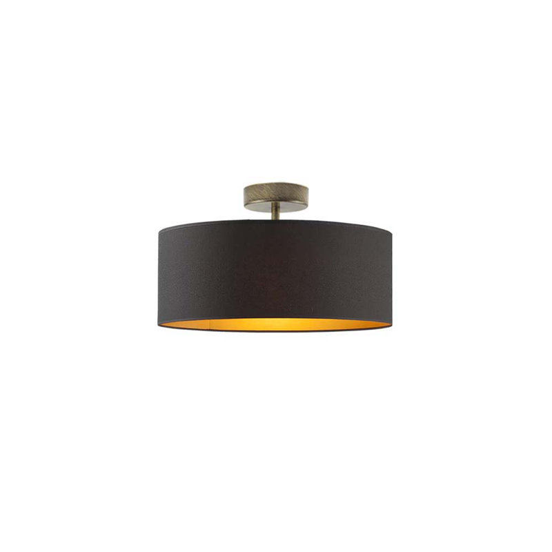 Geelke Fabric Semi Flush Mount, Black, Gold