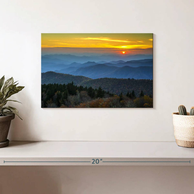 Kerrick Blue Ridge Mountains, coucher de soleil, H 8 po x l 12 po