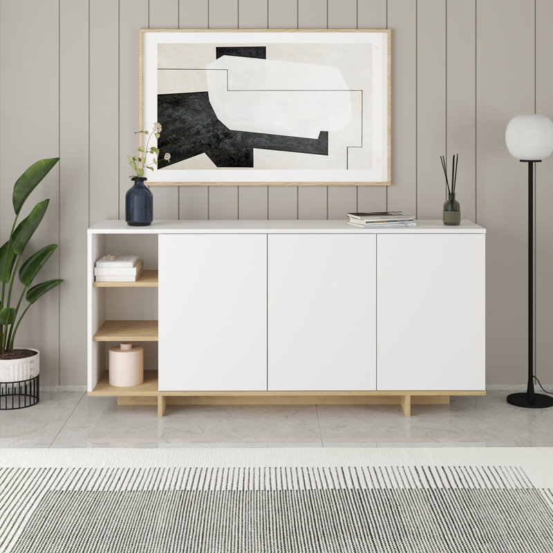 170cm Console Table, White/Oak