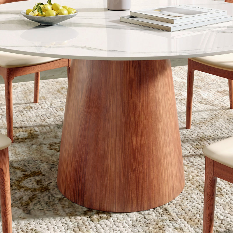 Petite table de salle à manger Bobrow, H 29,5 po x L 43,31 po x l 43,31 po, Blanc montagne enneigée, Brun