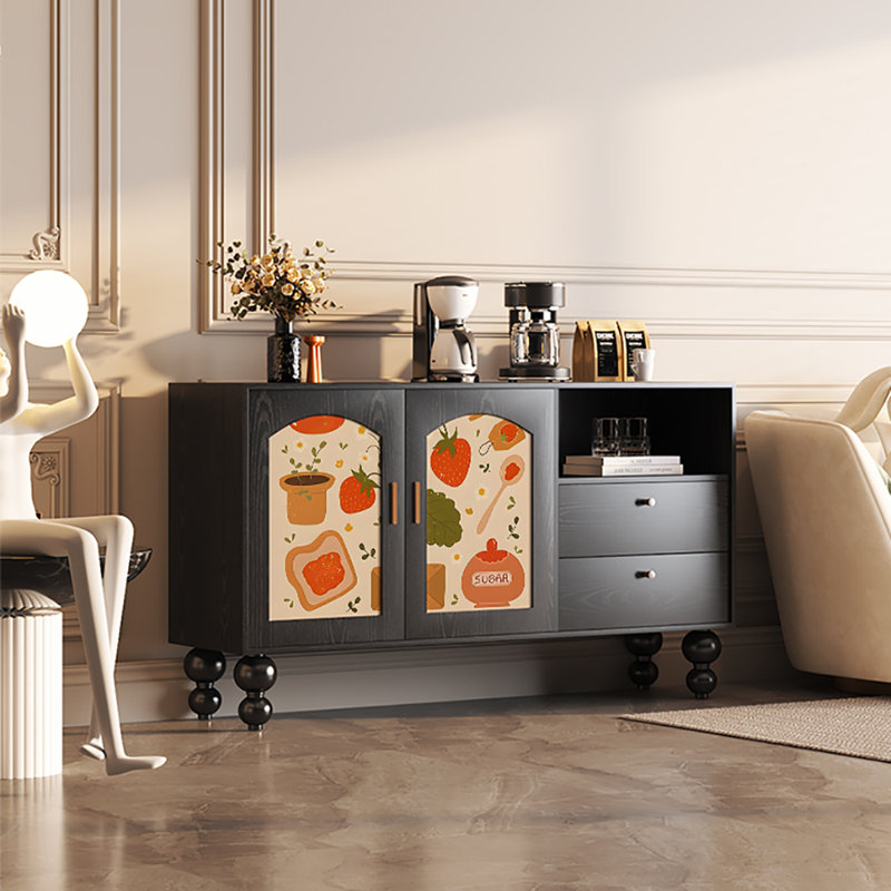 Buffet grande capacité 59,1 po, Noir / Orange