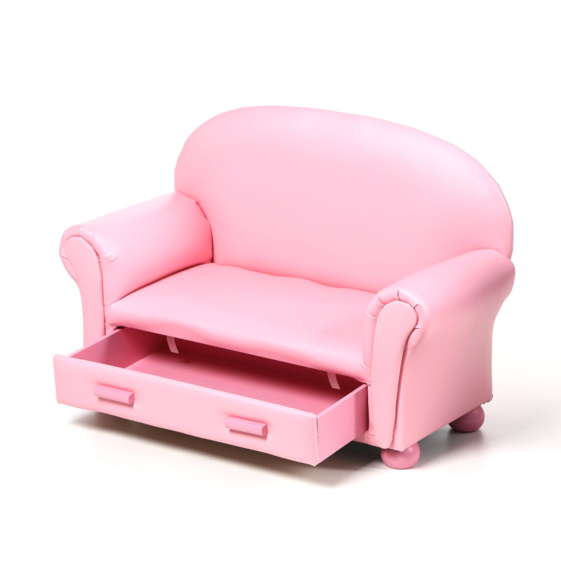 Kids 9'' Sofa / Sectional and Ottoman, Light Pink