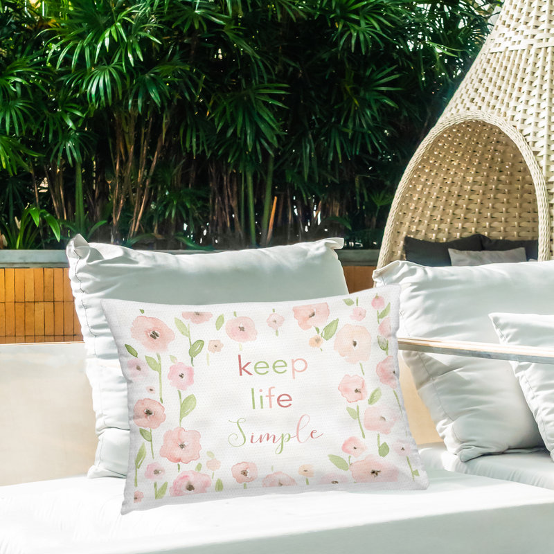 Coussin décoratif imprimé feuilles et brins de feuilles par Cheryl Warrick, Rose / vert / gris floral, H 14 po x l 20 po