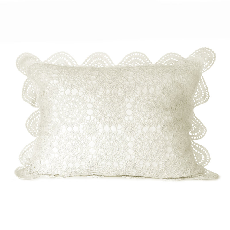 Handmade Cotton Crochet Sham and Pillowcases, Ivory, Queen
