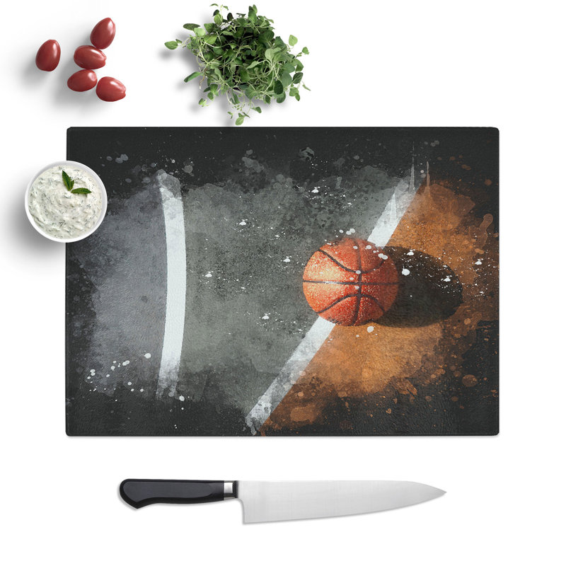 Basketball Court Paint Splash Chopping Board, 0.4cm H x 20cm W x 28.5cm L