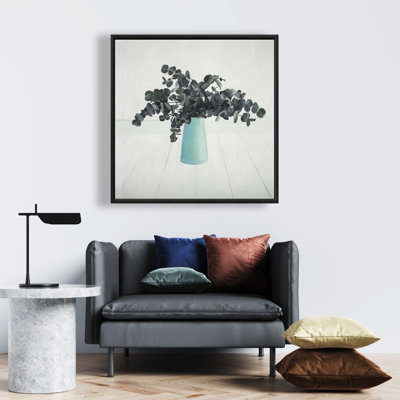 Toile blanche avec cadre botanique floral - Bouquet d'eucalyptus