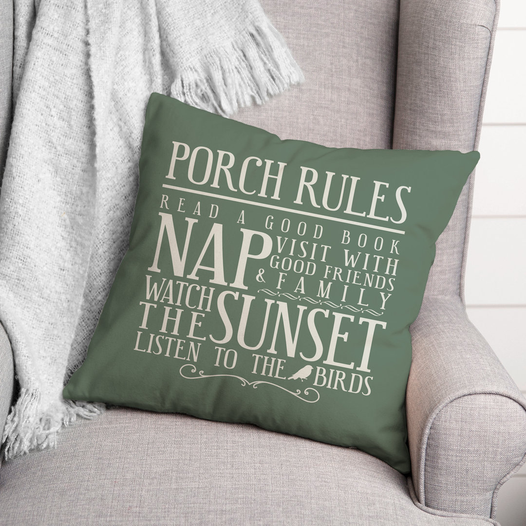 Porch Rules Outdoor Square Pillow Cover & Insert Designs Direct Creative Group