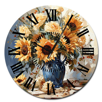 Horloge murale rétro tournesols