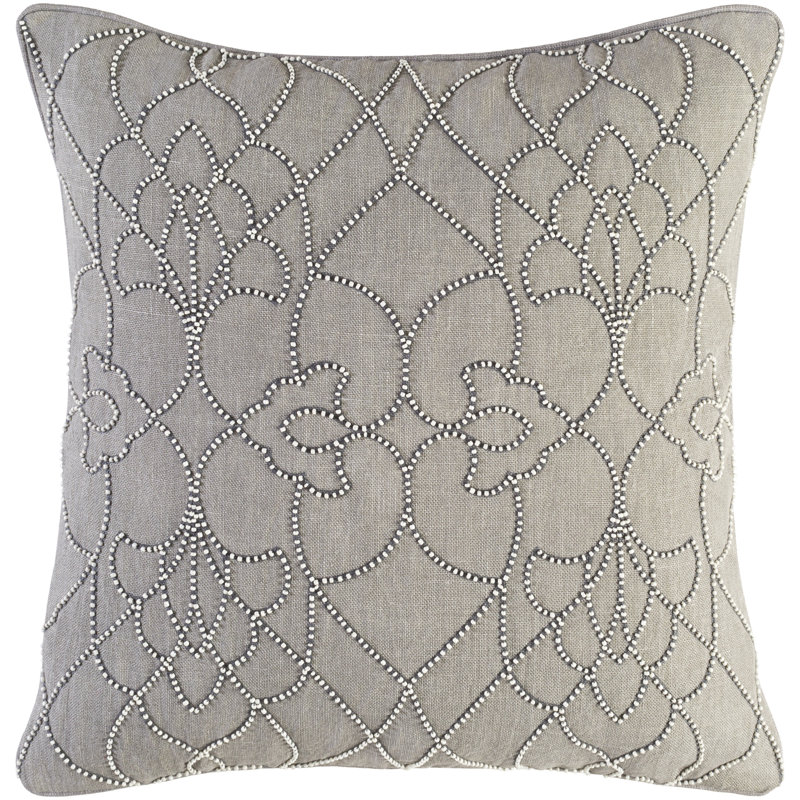 Dotted Pirouette Floral Linen Pillow Cover, Blush, 22" x 22", Pillow Cover Only - No Insert