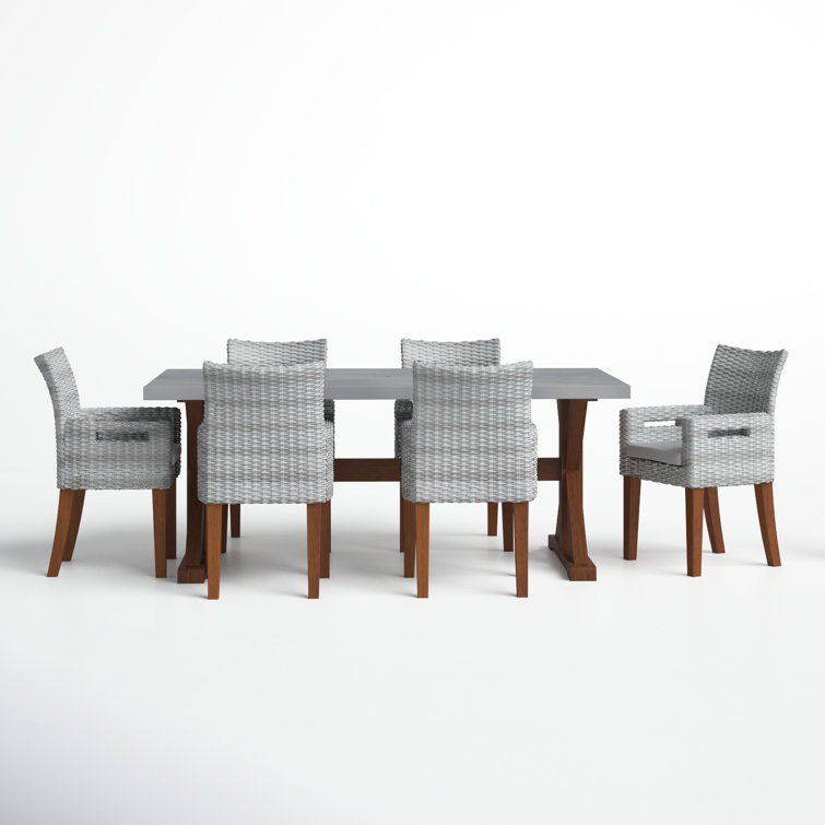 Fleur Rectangular 6 - Person 74'' Long Dining Set with Cushions