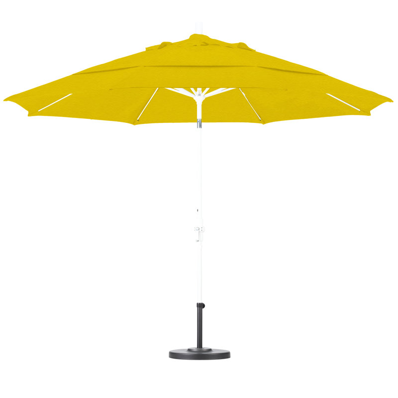 Parasol de marché 11 pi Brent, Toile Sunbrella® jaune tournesol, H 110,5 po x l 132 po x P 132 po, Gris martelé