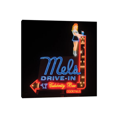 Mel''s Drive-in Neon Sign by Zoe Schumacher - Wrapped Canvas Print