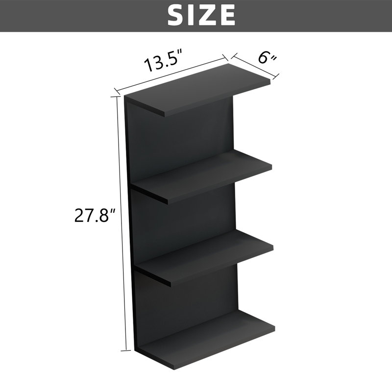 Étagère de rangement verticale autoportante à 4 niveaux, présentoir multifonctionnel pour comptoir et table, noir