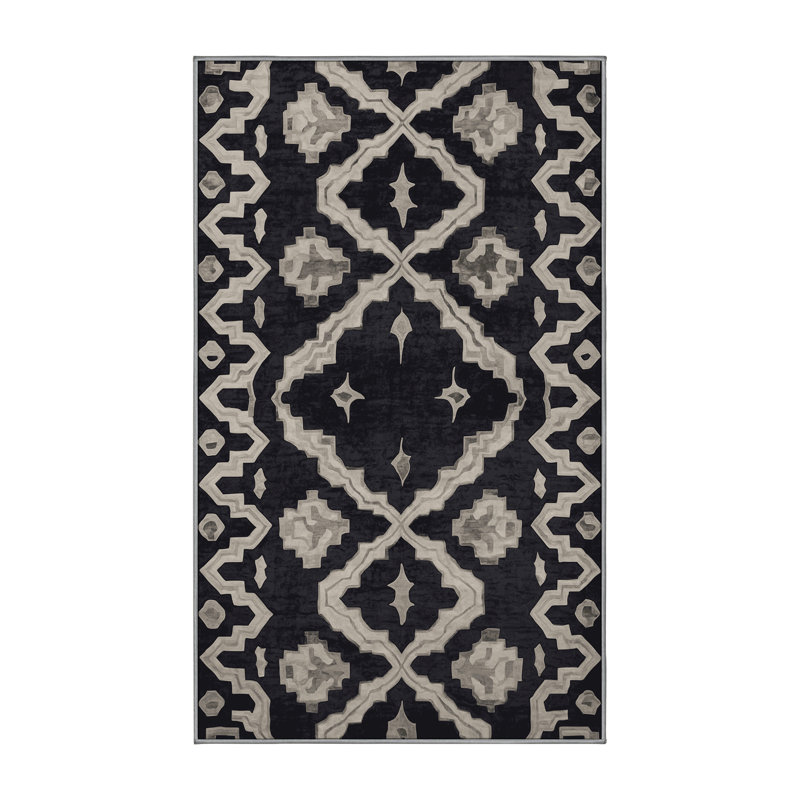 Chenille Washable Abstract Indoor Rug, Rectangle 2' x 3'