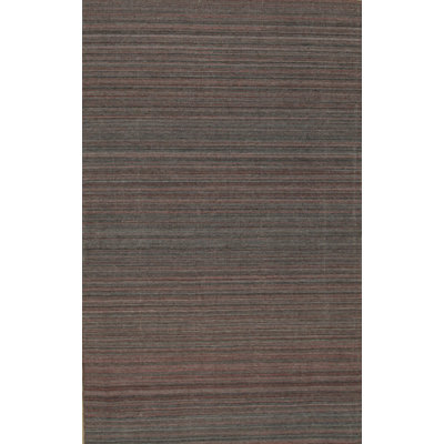5x8 Blue Hand-Knotted Wool Striated Horizon Geometric Modern Contemporary Carpet Rug
