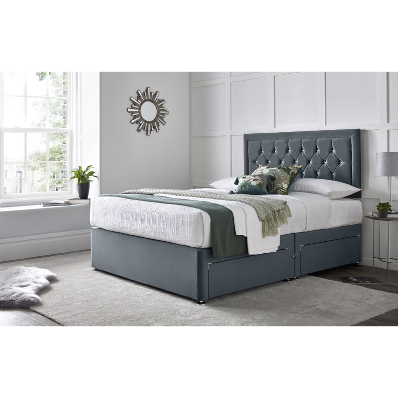 Fly Princess Divan Bed with 24" Headboard on Struts, Kingsize (5'), No Drawers, Steel