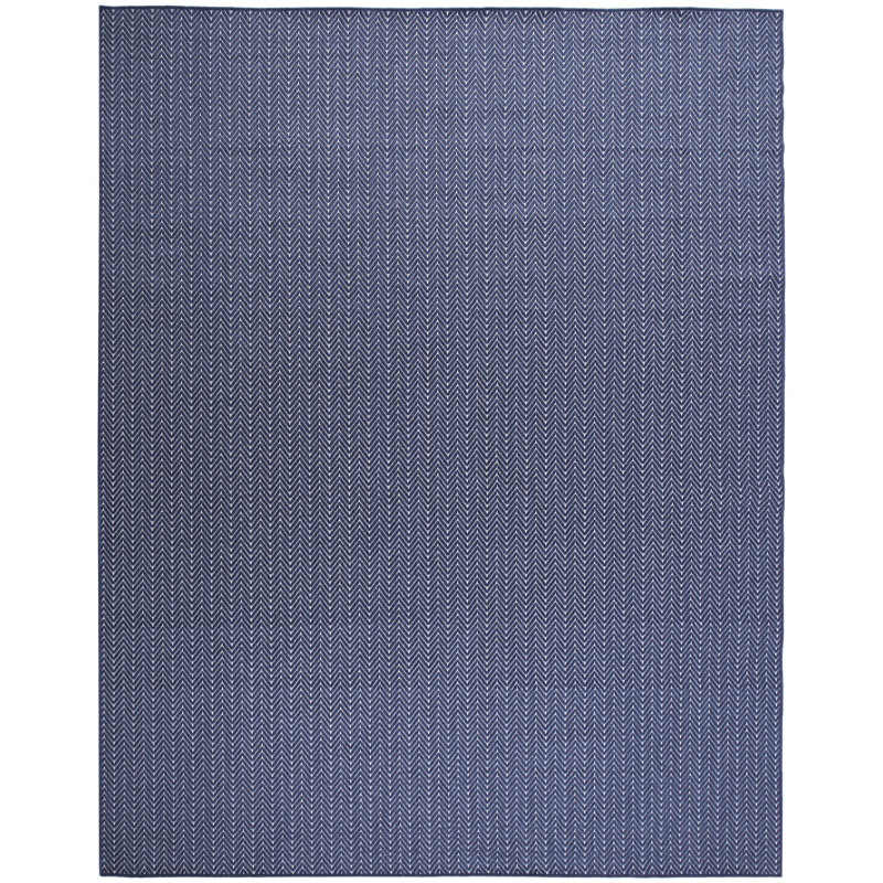 Remmie Black Modern Indoor/Outdoor Rug, Rectangle 10' x 14', Blue/Navy