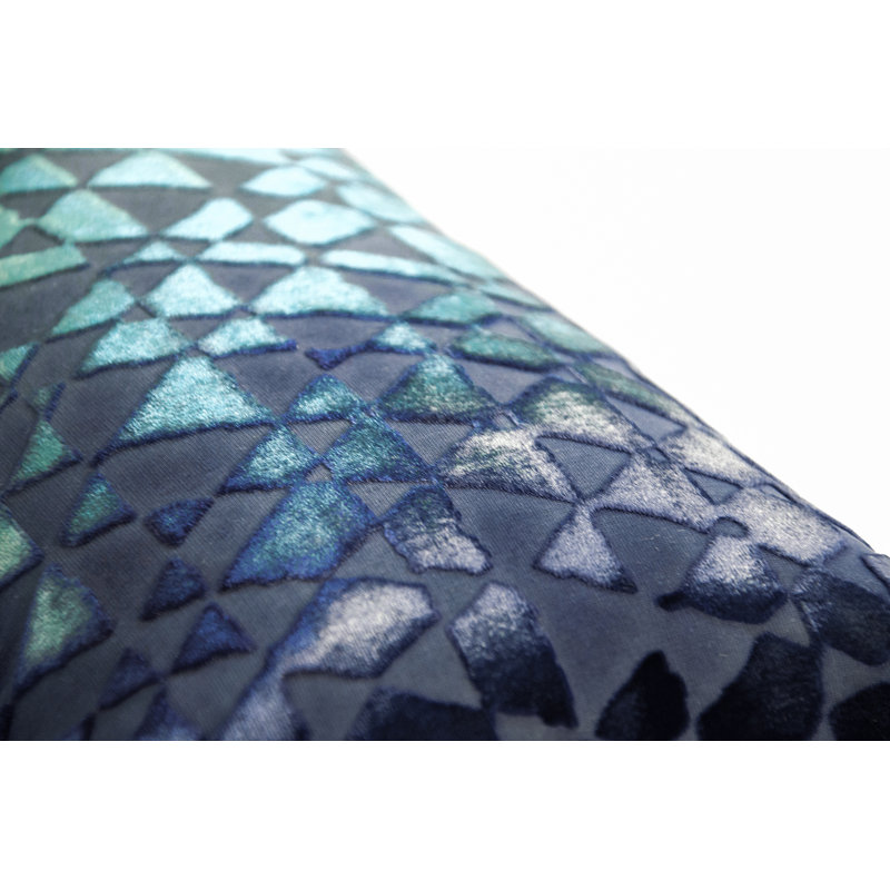 Triangles Square Velvet Pillow Cover & Insert, Shark, 20" x 20"
