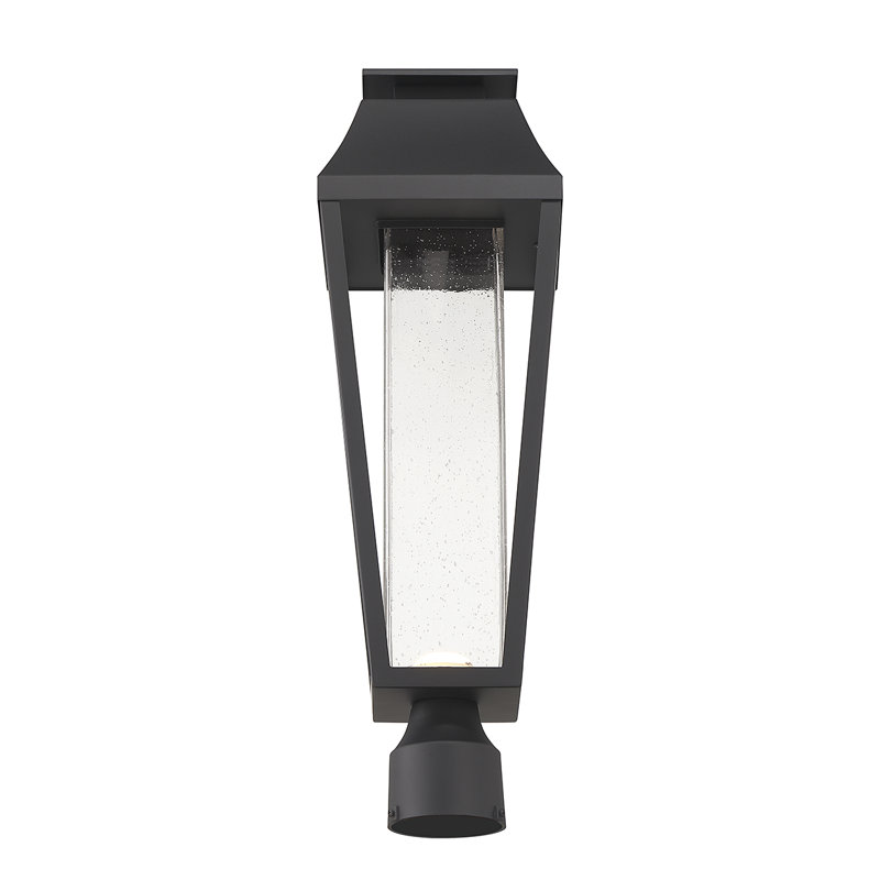 Brookline Matte Black LED Outdoor Post Lantern with Clear Seeded Glass