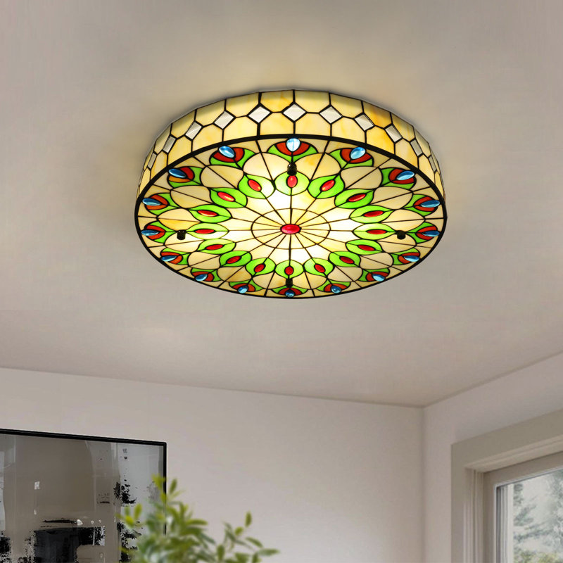 Plafonnier encastré de style rétro Tiffany 19,7 po Aquebogue