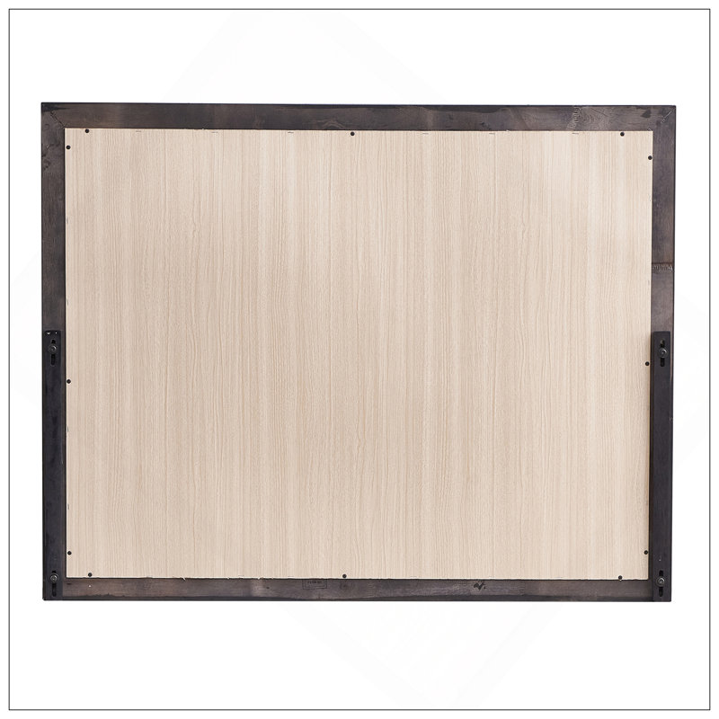 Miroir mural contemporain en bois noir avec verre à faible distorsion et cadre durable