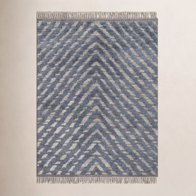 Benjamin Blue Hand-Knotted Chevron Rug