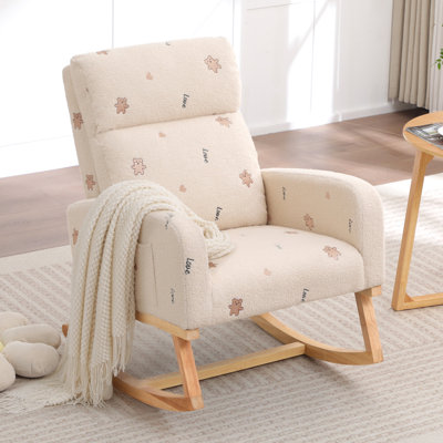 Teddy Nursery Glider Chair with Cartoon Patterns by Harper Orchard