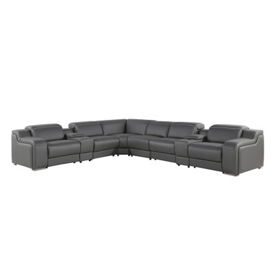 Stanson 8 - Piece Top Grain Italian Leather Power Reclining Sectional