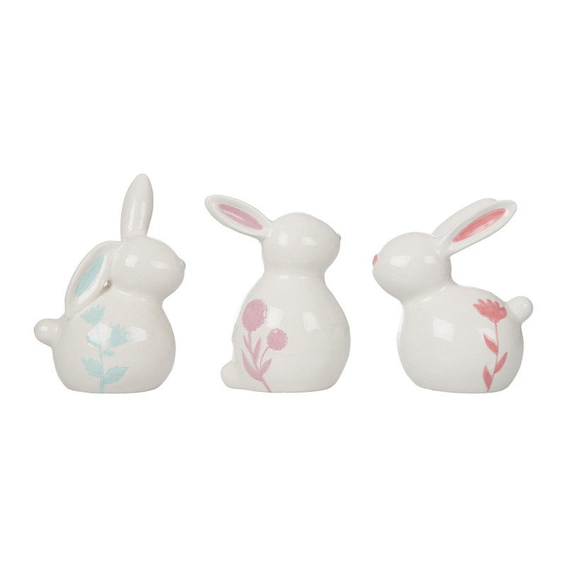  Ceramic Tabletop Bunnies Set of 3 Home Decorations Easter
