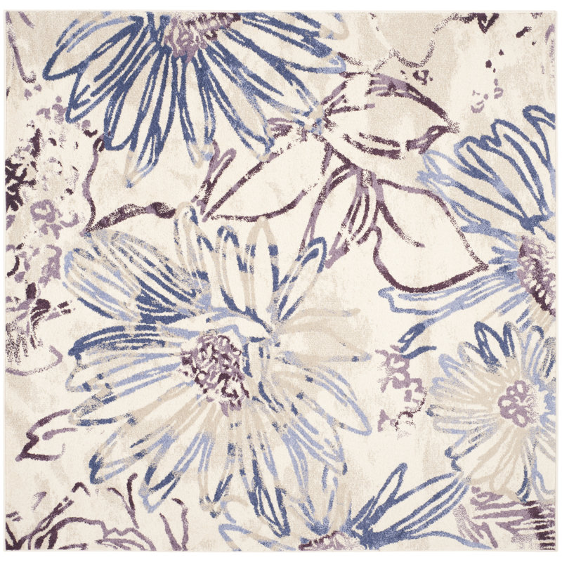 Tapis crème / mauve Krause, Carré 6'