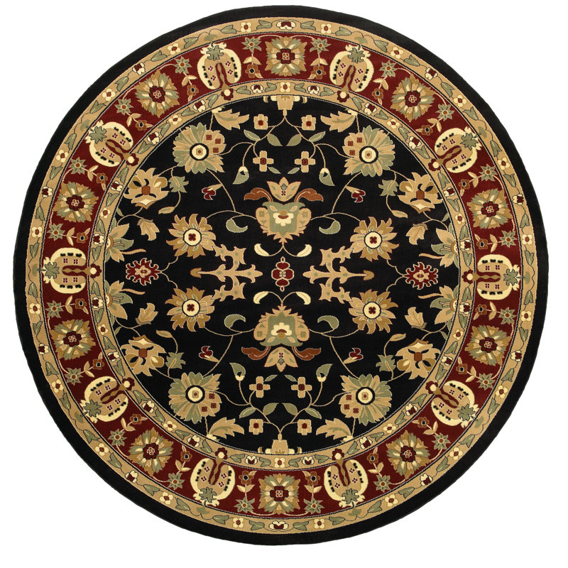 Tapis oriental noir / rouge Rowena, Rond 6 pi 2 po