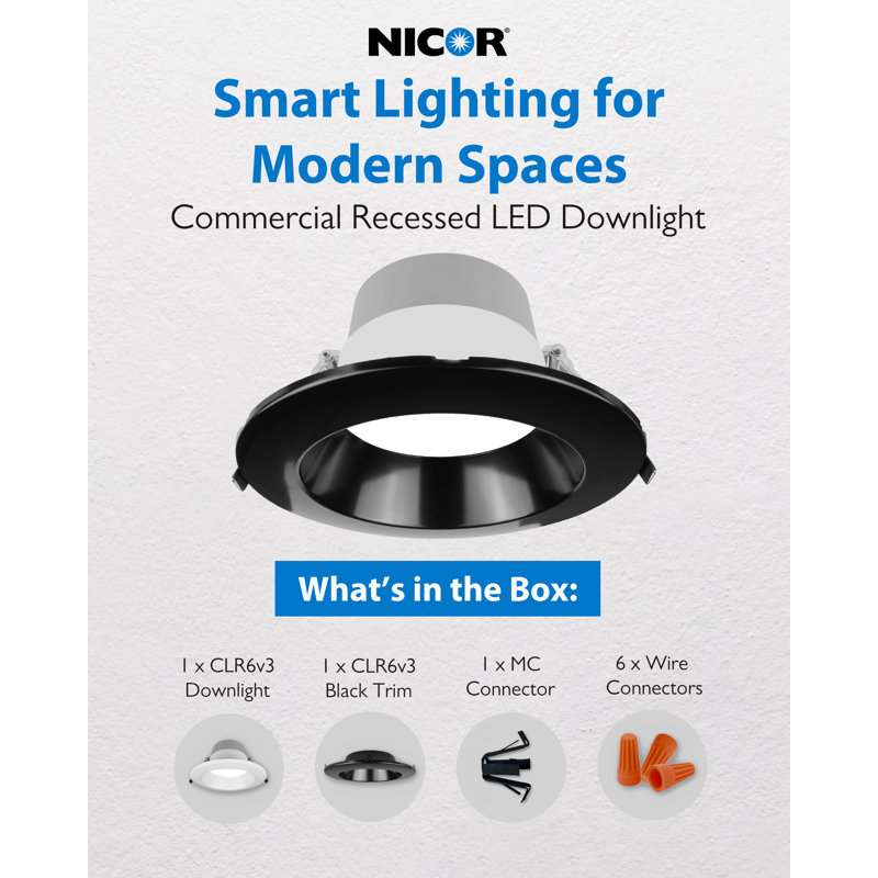 Luminaire encastré commercial 6 "à DEL, Noir
