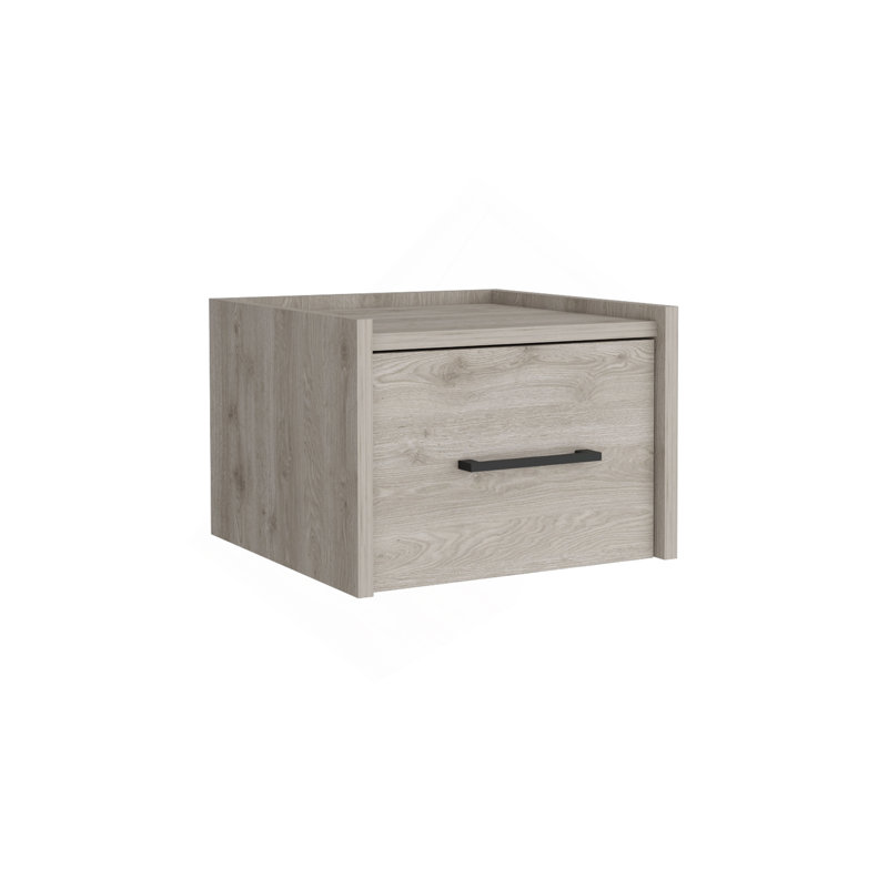 Floating Nightstand, Space-Saving Design With Handy Drawer And Surface, Light Gray, Light Gray