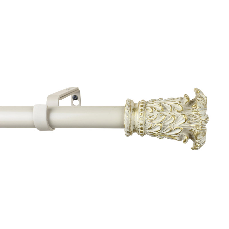 Debolt Polyresin Adjustable Single Curtain Rod, 84" - 120" L, Renaissance Gold