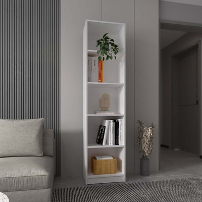 Slim Profile 5-Shelf Bookcase For Modern Home Organization And Decor Display