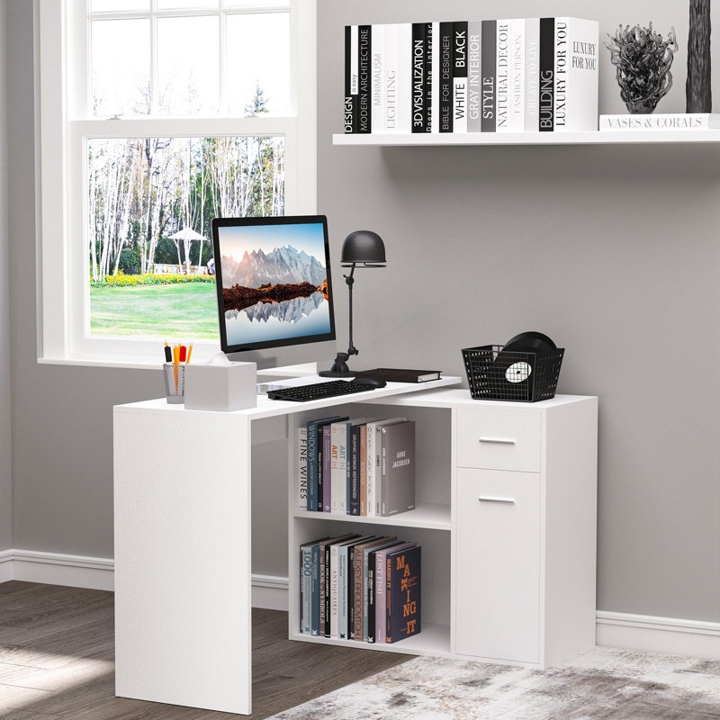 Alohi L-Shaped Executive Desk, White