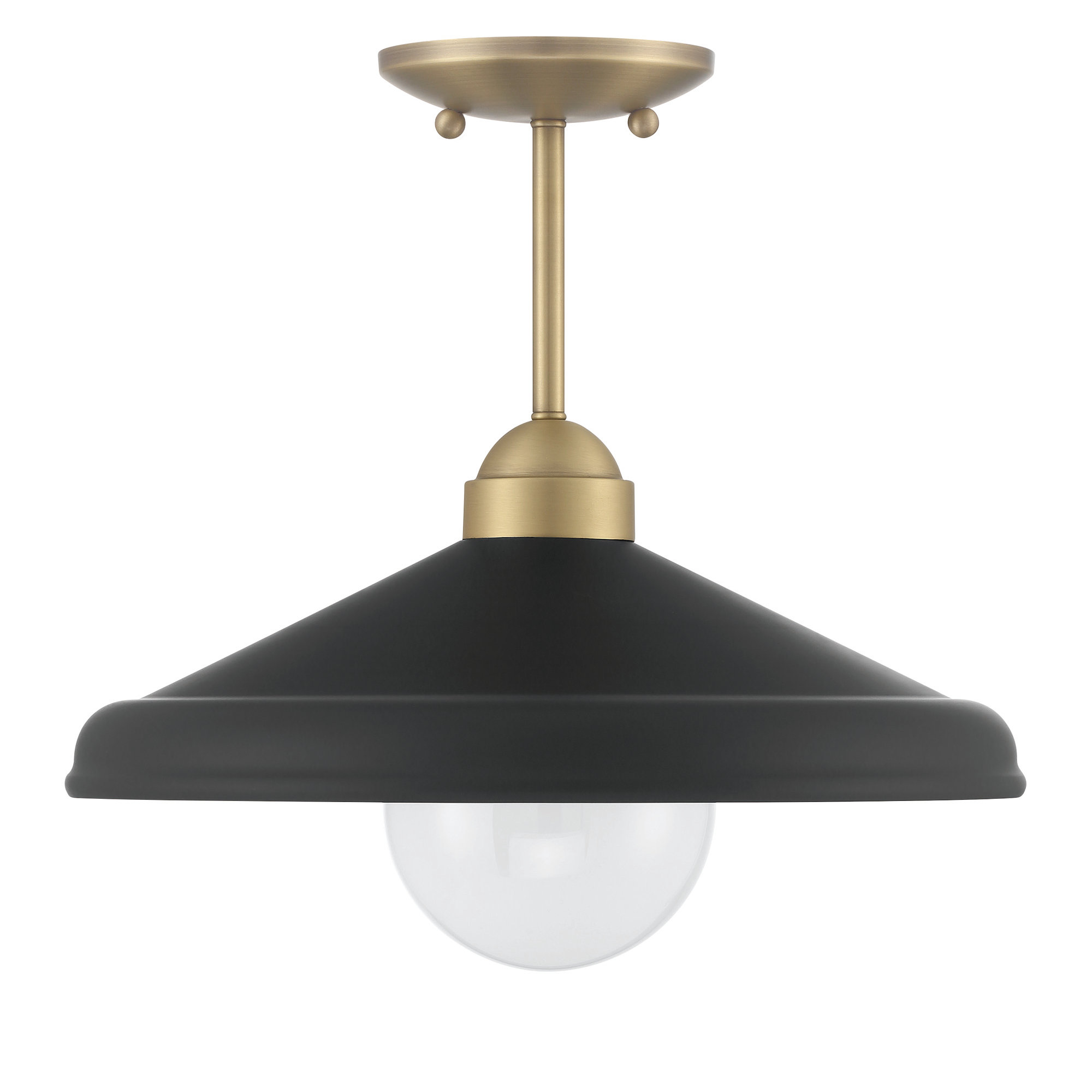 Delilah Single Light Metal Semi Flush Mount, Black