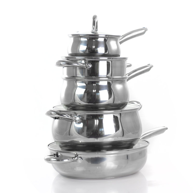 Batterie de cuisine en acier inoxydable 12 pièces Gibson Home
