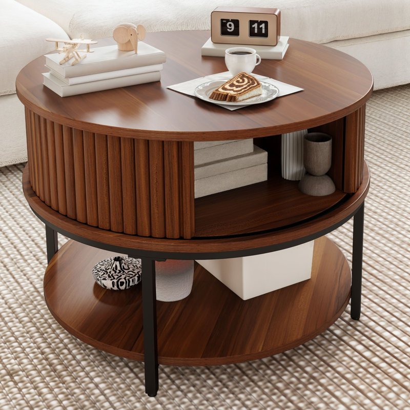Four Leg Coffee Table with Storage, Brown