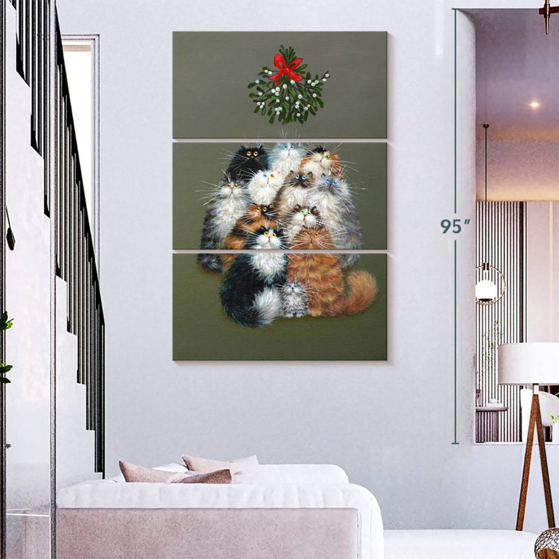 Brampt 12 chats de Noël, H 74 po x l 48 po