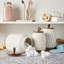 Ceramic Canister - Kitchen Storage Embossed Acacia Wood White Set, 3 Piece Embossed White Canister Set
