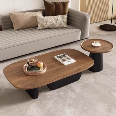 Ensemble de tables basses gigognes noyer et noir