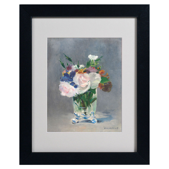 "Flowers" par Edward Manet - reproduction d'art sur toile, H 14 po x l 11 po x P 0,5 po, Noir