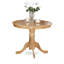 L'ensemble 3 pièces de table et chaises de cuisine comprend une table de salle à manger ronde avec piédestal et 2 chaises Parsons en similicuir bleu Oasis, chêne-1243050147-1325431812-1326178730