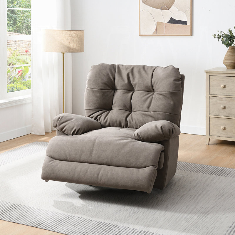 Fauteuil inclinable électrique de 44,4 po de largeur, cuir camel