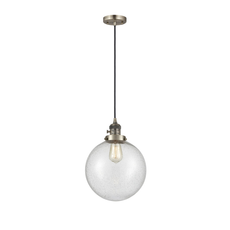 Luminaire suspendu sphère 1 lumière Lorri, Laiton antique, H 13,63 po x l 10 po x P 10 po, Ampoule non incluse