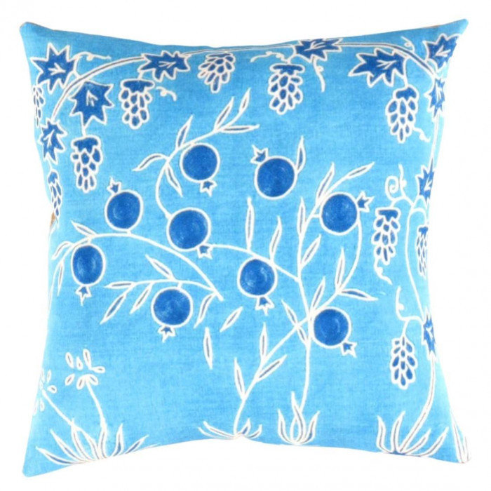 Square Pillow Cover & Insert, Blue Floral, Square 16"